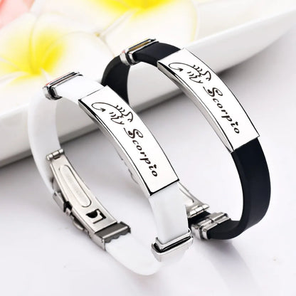 Constellations Sign Rubber Personalized Zodiac Sign Cuff Bracelets