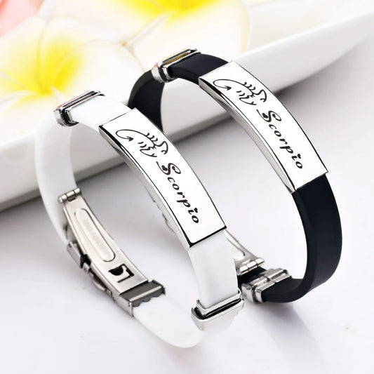 Constellations Sign Rubber Personalized Zodiac Sign Cuff Bracelets