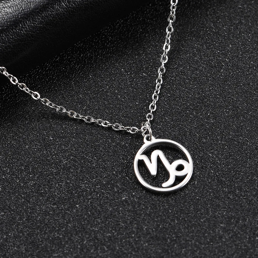 Zodiac Pendant Stainless Steel Necklace