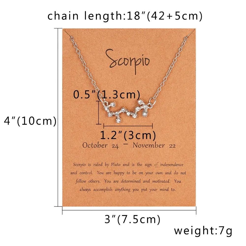Zodiac Sign Constellation Pendant Choker Charm Necklace