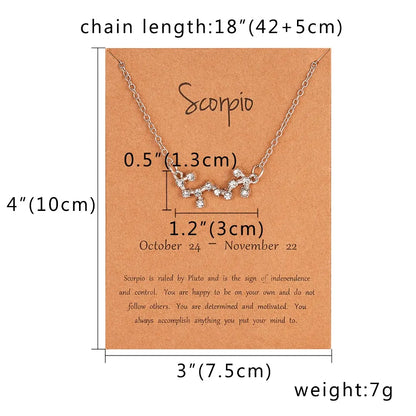 Zodiac Sign Constellation Pendant Choker Charm Necklace