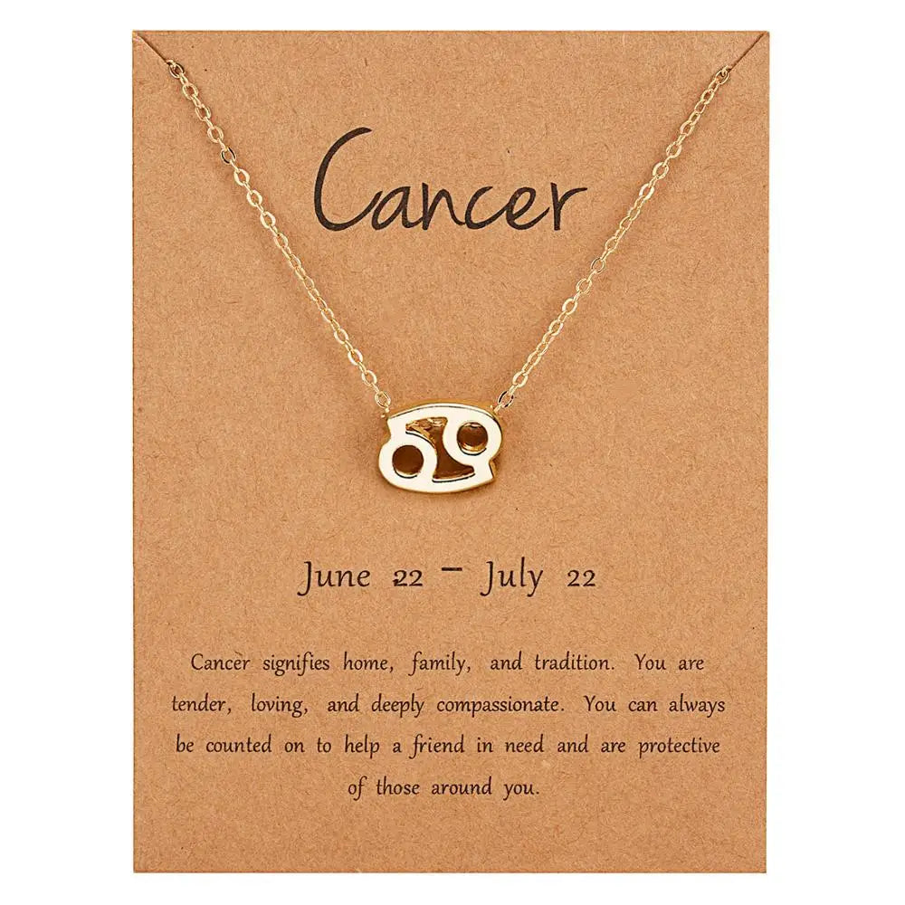 Zodiac Sign Constellation Pendant Choker Charm Necklace
