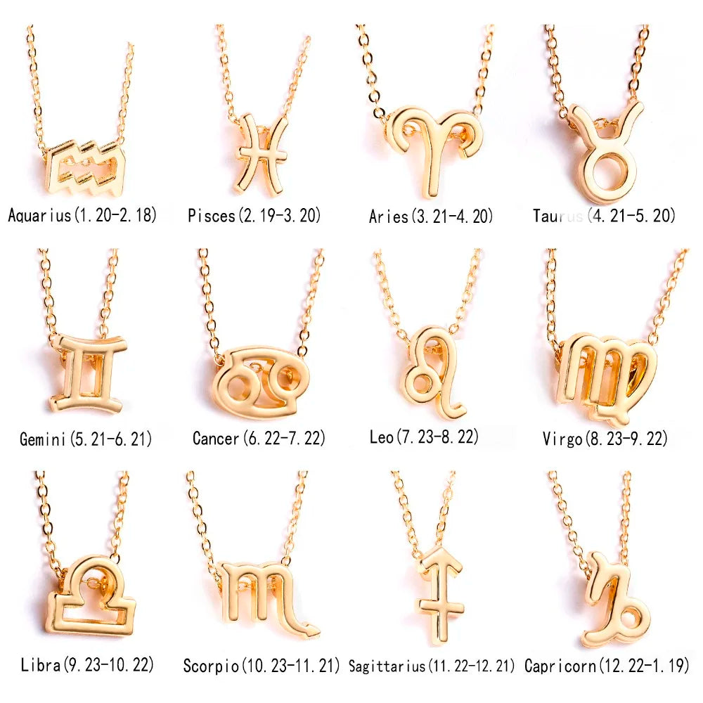 Zodiac Sign Constellation Pendant Choker Charm Necklace