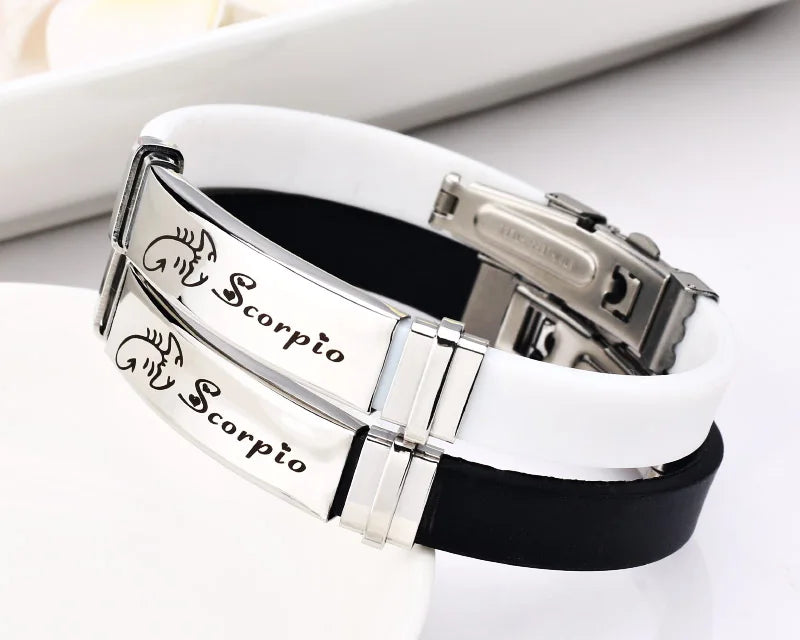 Constellations Sign Rubber Personalized Zodiac Sign Cuff Bracelets