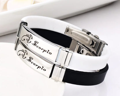 Constellations Sign Rubber Personalized Zodiac Sign Cuff Bracelets