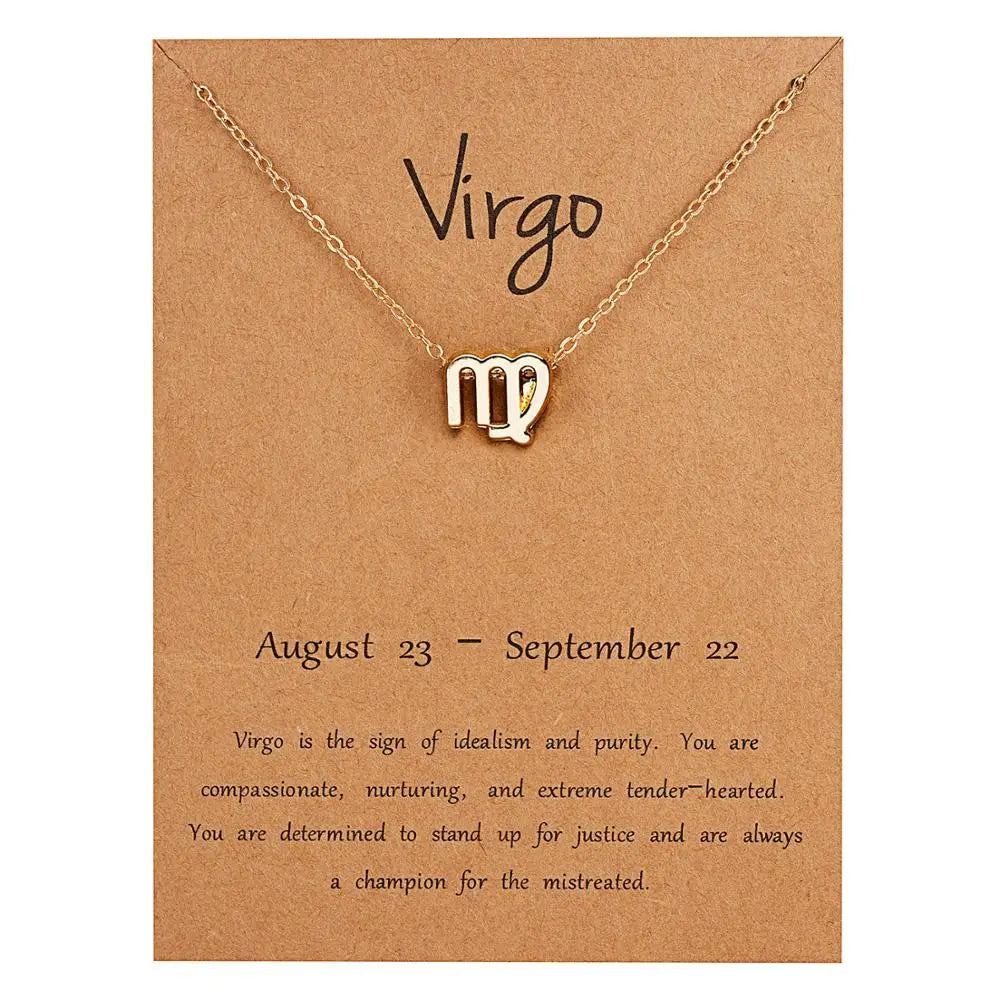 Zodiac Sign Constellation Pendant Choker Charm Necklace