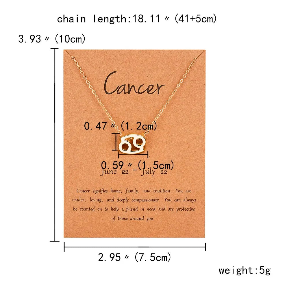 Zodiac Sign Constellation Pendant Choker Charm Necklace