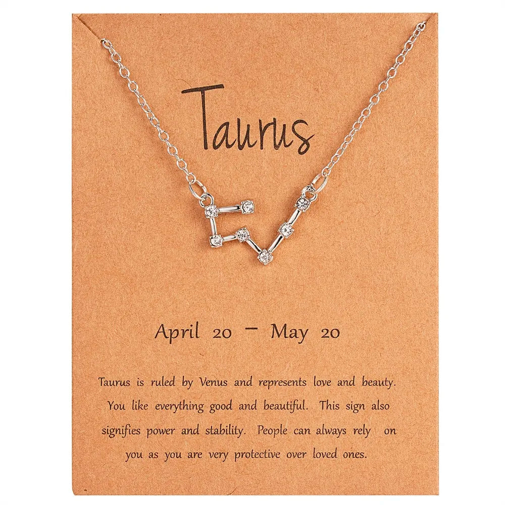 Zodiac Sign Constellation Pendant Choker Charm Necklace