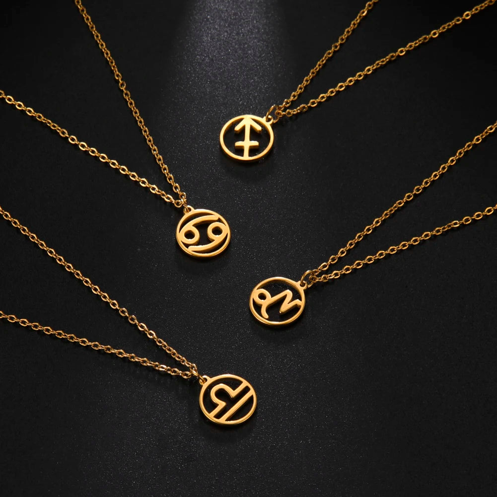 Zodiac Pendant Stainless Steel Necklace