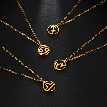 Zodiac Pendant Stainless Steel Necklace
