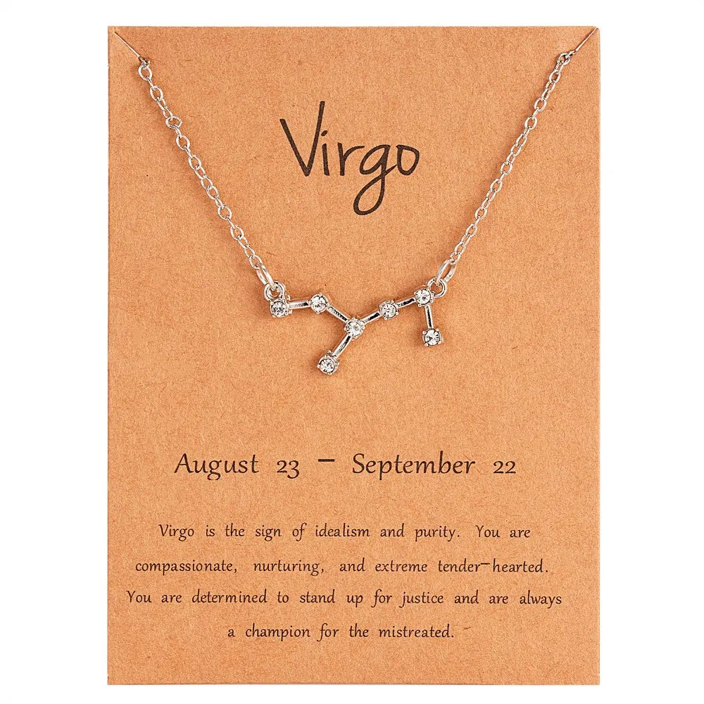 Zodiac Sign Constellation Pendant Choker Charm Necklace