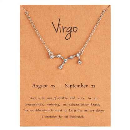 Zodiac Sign Constellation Pendant Choker Charm Necklace