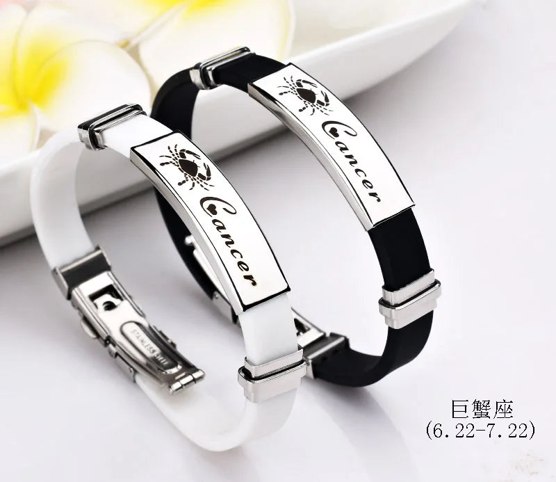 Constellations Sign Rubber Personalized Zodiac Sign Cuff Bracelets