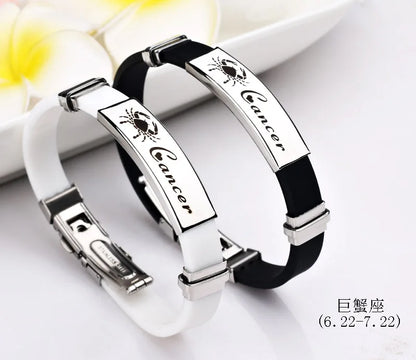 Constellations Sign Rubber Personalized Zodiac Sign Cuff Bracelets