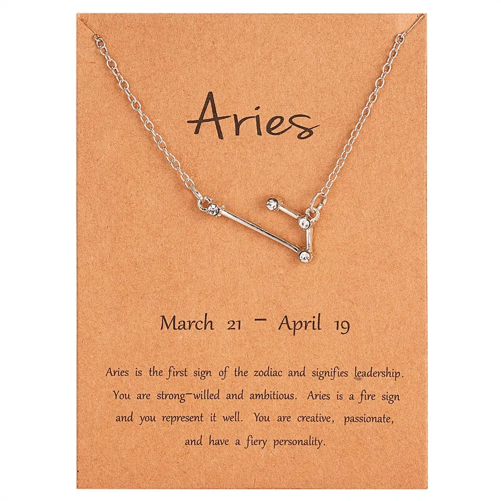 Zodiac Sign Constellation Pendant Choker Charm Necklace