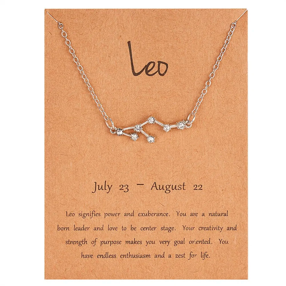 Zodiac Sign Constellation Pendant Choker Charm Necklace
