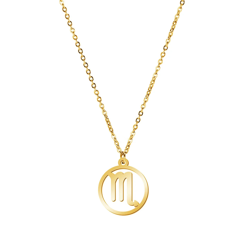 Zodiac Pendant Stainless Steel Necklace