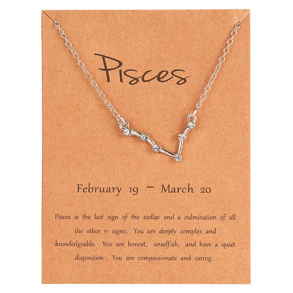 Zodiac Sign Constellation Pendant Choker Charm Necklace