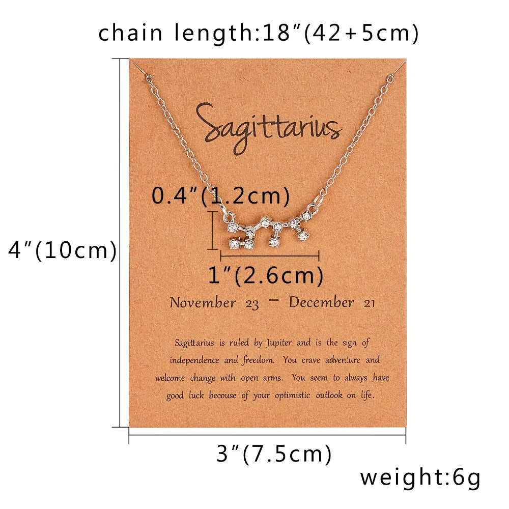 Zodiac Sign Constellation Pendant Choker Charm Necklace