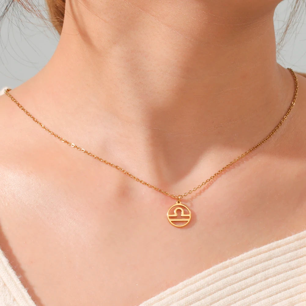 Zodiac Pendant Stainless Steel Necklace