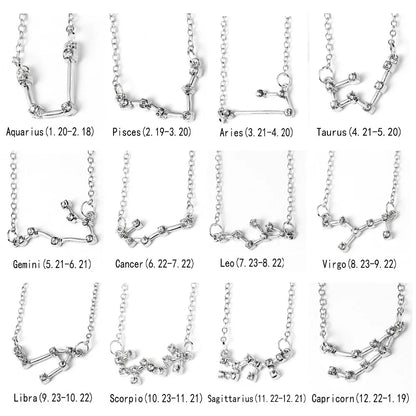 Zodiac Sign Constellation Pendant Choker Charm Necklace