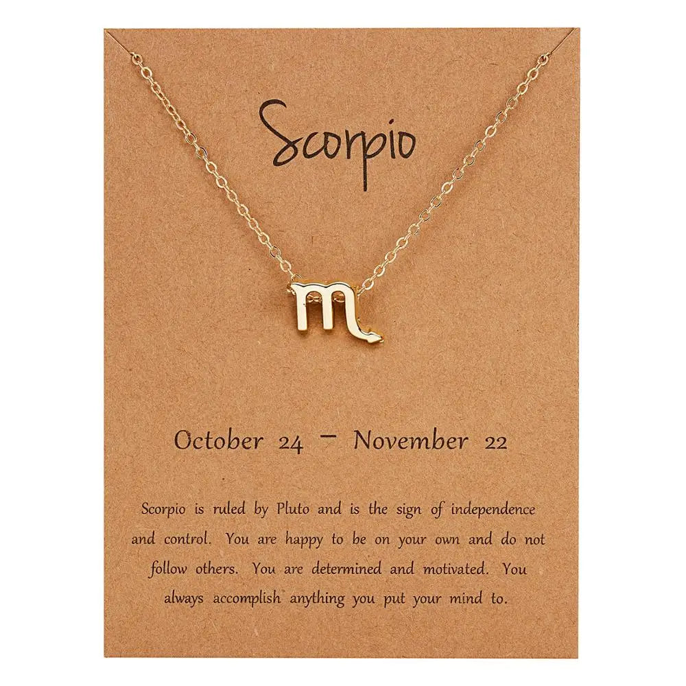 Zodiac Sign Constellation Pendant Choker Charm Necklace