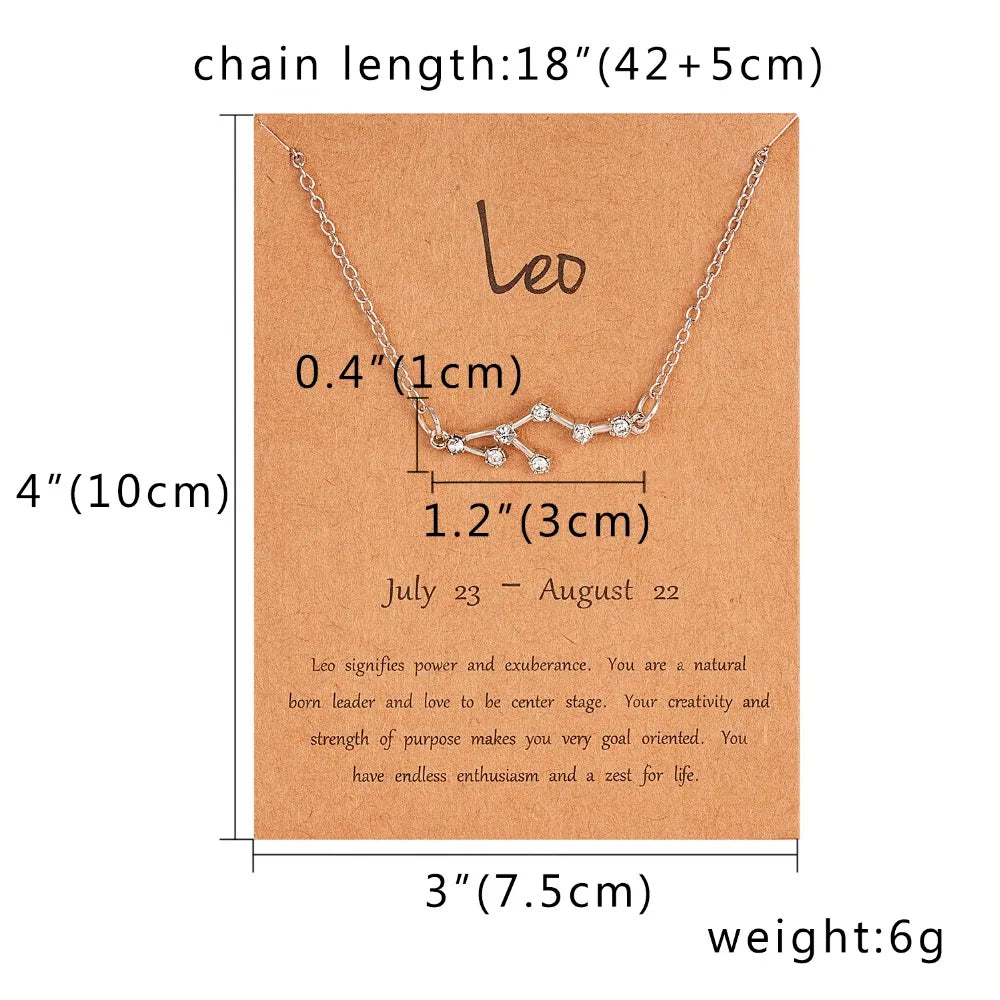 Zodiac Sign Constellation Pendant Choker Charm Necklace