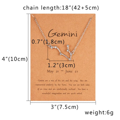 Zodiac Sign Constellation Pendant Choker Charm Necklace