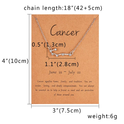 Zodiac Sign Constellation Pendant Choker Charm Necklace