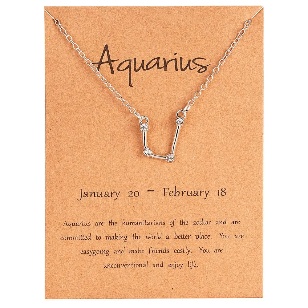 Zodiac Sign Constellation Pendant Choker Charm Necklace