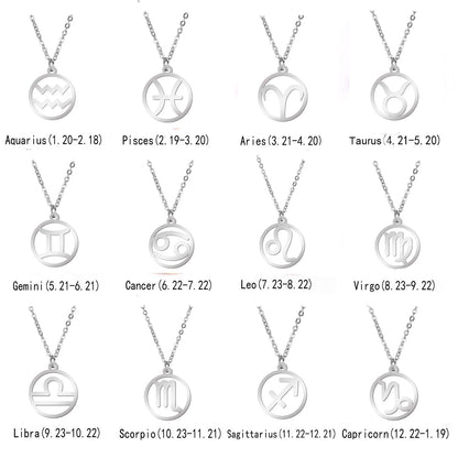 Zodiac Pendant Stainless Steel Necklace