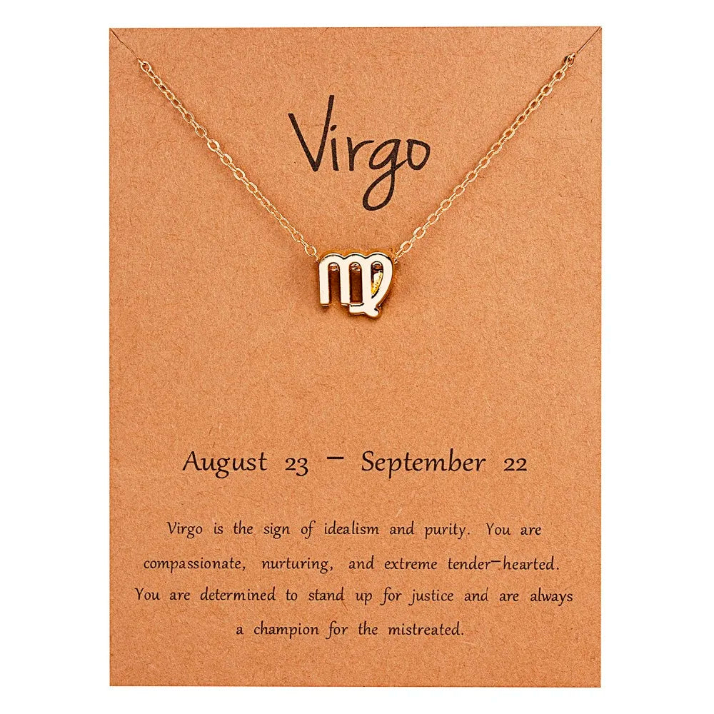 Zodiac Sign Constellation Pendant Choker Charm Necklace