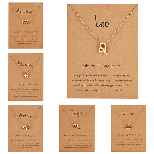 Zodiac Sign Constellation Pendant Choker Charm Necklace