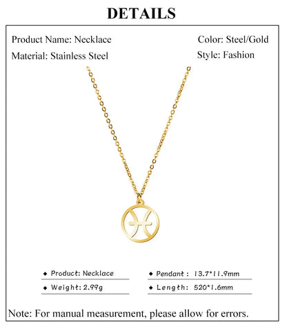 Zodiac Pendant Stainless Steel Necklace