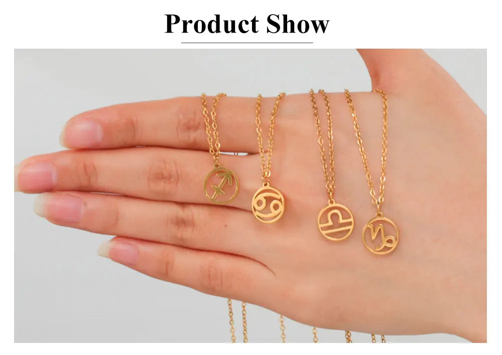 Zodiac Pendant Stainless Steel Necklace