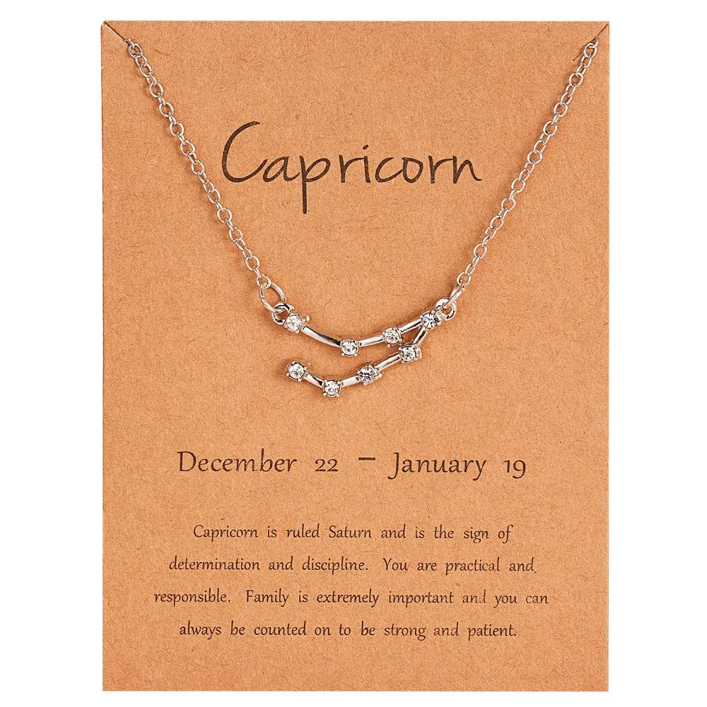Zodiac Sign Constellation Pendant Choker Charm Necklace