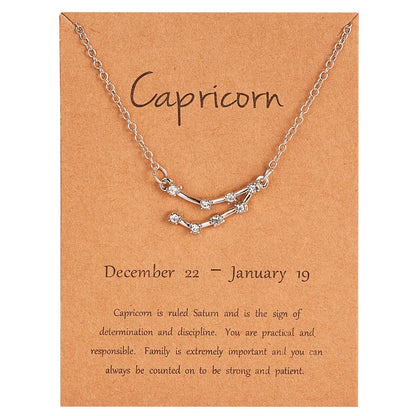 Zodiac Sign Constellation Pendant Choker Charm Necklace