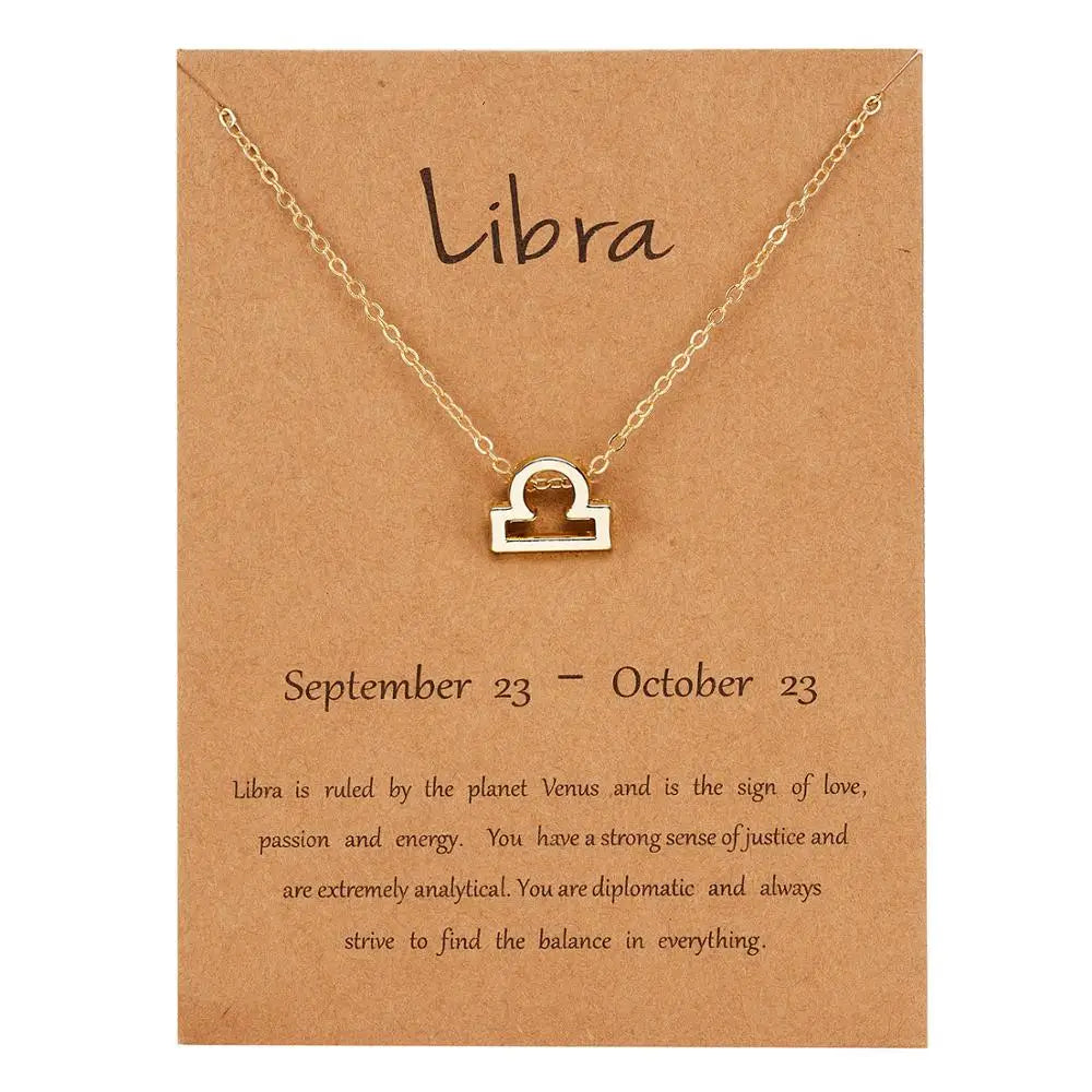 Zodiac Sign Constellation Pendant Choker Charm Necklace