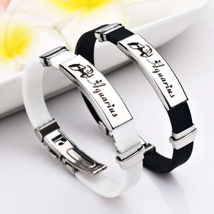 Constellations Sign Rubber Personalized Zodiac Sign Cuff Bracelets
