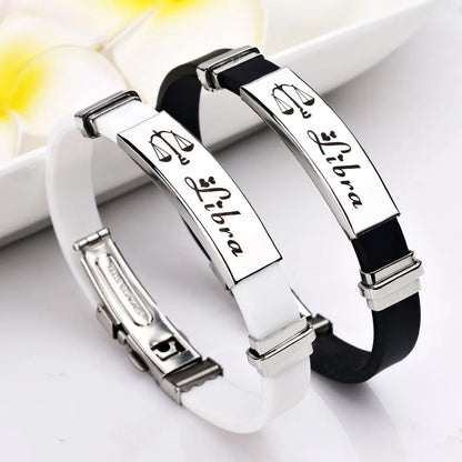 Constellations Sign Rubber Personalized Zodiac Sign Cuff Bracelets