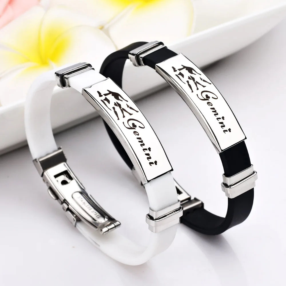 Constellations Sign Rubber Personalized Zodiac Sign Cuff Bracelets