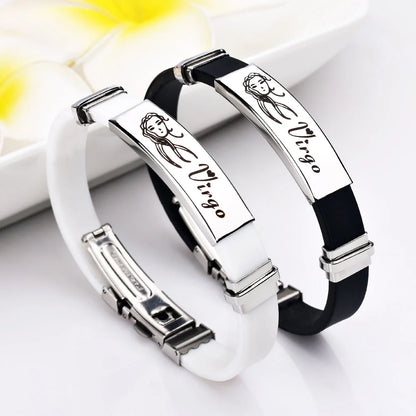 Constellations Sign Rubber Personalized Zodiac Sign Cuff Bracelets