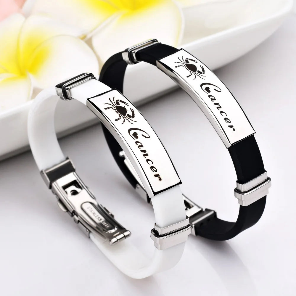 Constellations Sign Rubber Personalized Zodiac Sign Cuff Bracelets