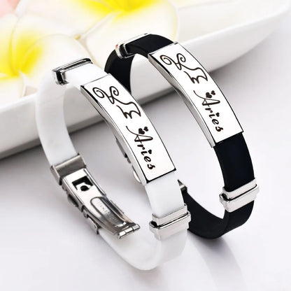 Constellations Sign Rubber Personalized Zodiac Sign Cuff Bracelets