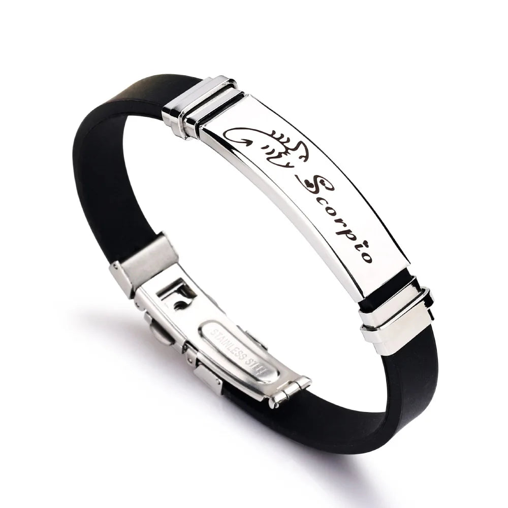 Constellations Sign Rubber Personalized Zodiac Sign Cuff Bracelets