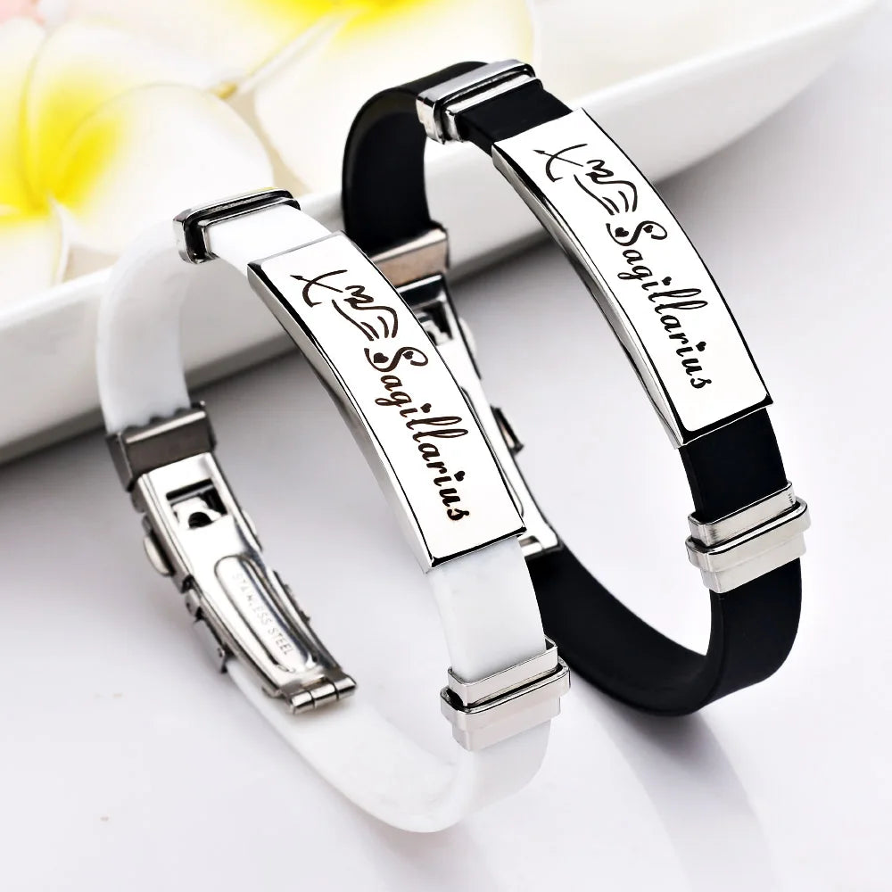 Constellations Sign Rubber Personalized Zodiac Sign Cuff Bracelets