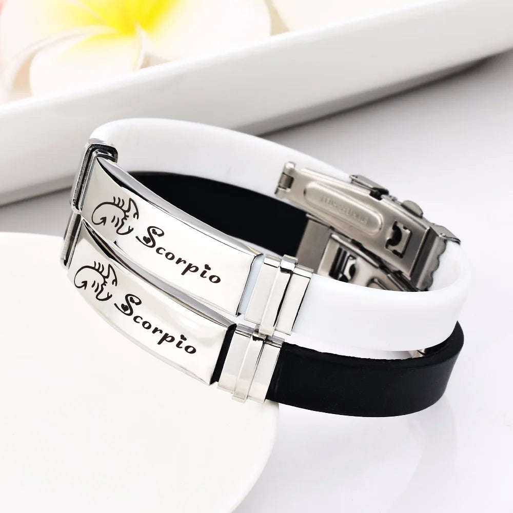 Constellations Sign Rubber Personalized Zodiac Sign Cuff Bracelets