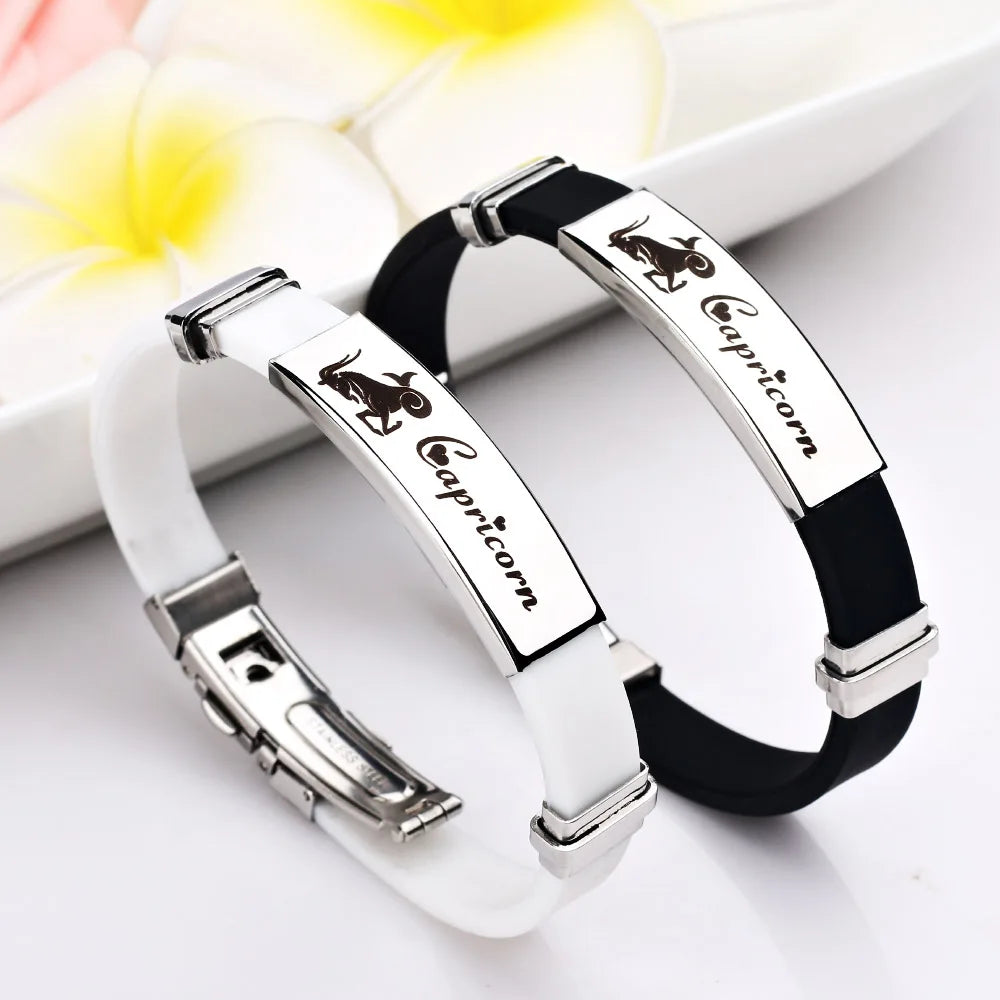 Constellations Sign Rubber Personalized Zodiac Sign Cuff Bracelets