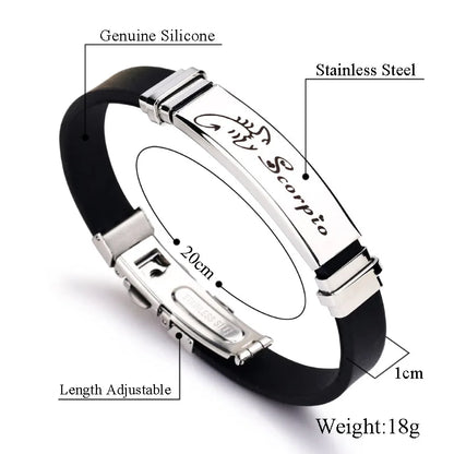 Constellations Sign Rubber Personalized Zodiac Sign Cuff Bracelets