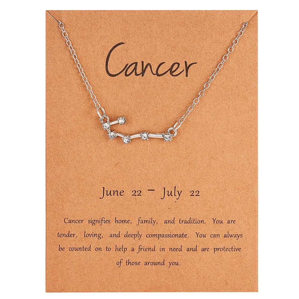 Zodiac Sign Constellation Pendant Choker Charm Necklace